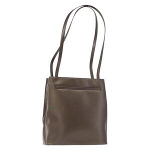 Authentic LOEWE Shoulder Bag Leather Brown Silver